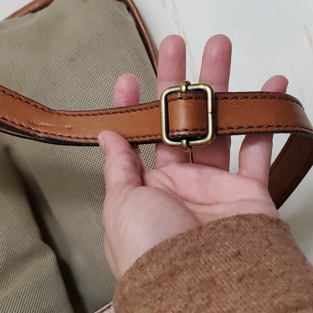 Chloé | Canvas and Tan Leather Shoulder/Crossbody Bag - Picture 8 of 16